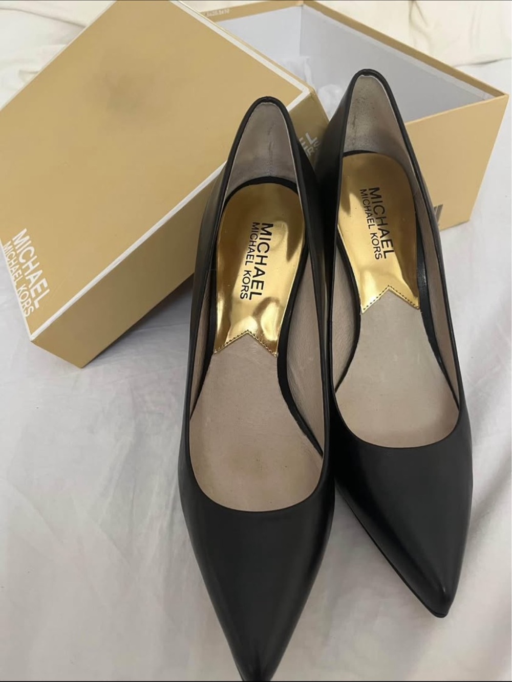 Michael Kors Brand New Black Pointed Toe Joselle Pump Heels Leather